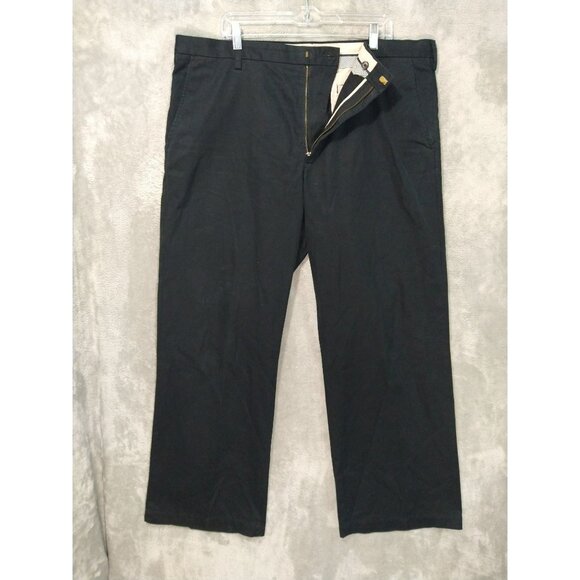 Banana Republic Pants Mens 40x32 Black Chino Dawson Wide Leg Flat Front Cotton - Picture 1 of 10